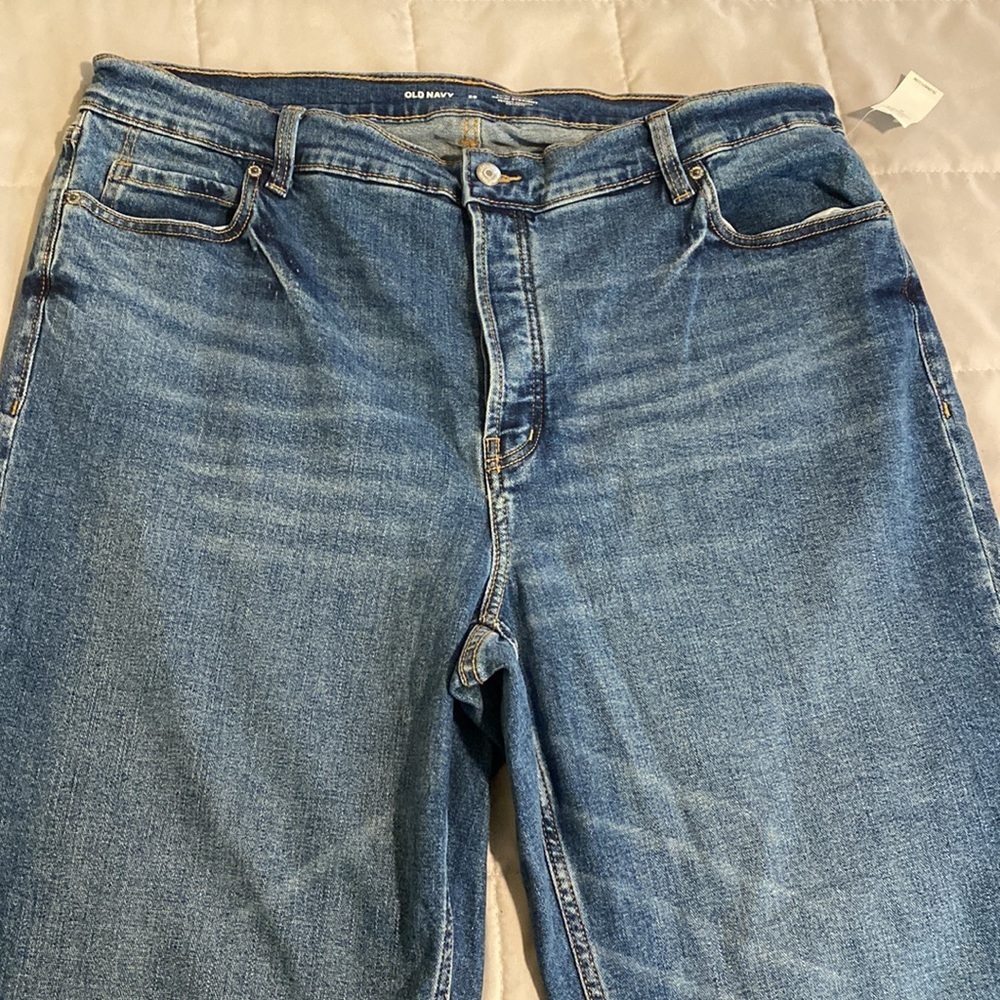 Old Navy Extra High Rise Ski Hi Straight Button Fly Secret Smooth Pockets Jeans - Picture 2 of 9